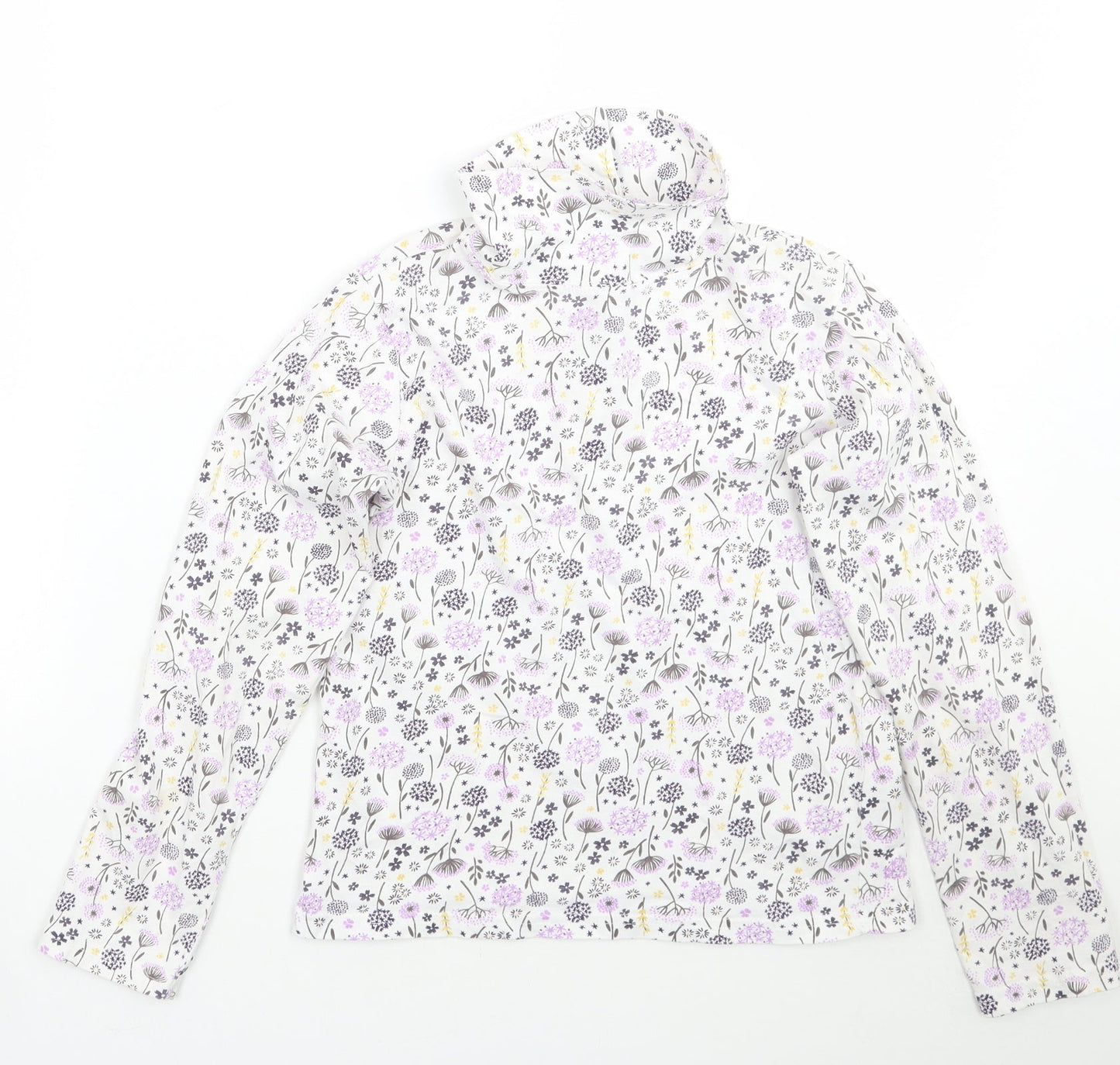 hullabaloo Girls White Floral  Basic T-Shirt Size 9-10 Years