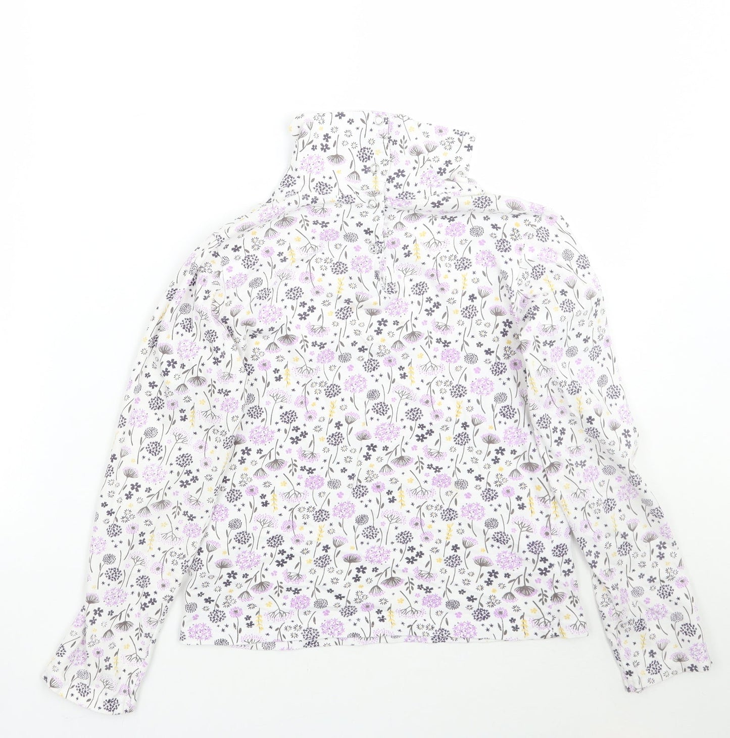 hullabaloo Girls White Floral  Basic T-Shirt Size 9-10 Years