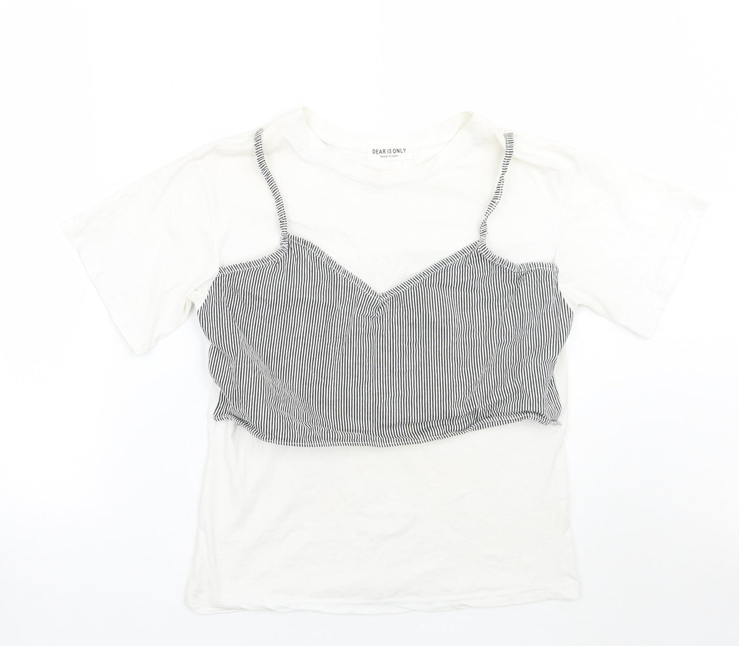 Dear is only Womens White   Basic T-Shirt Size S