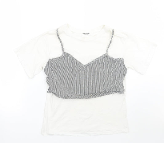 Dear is only Womens White   Basic T-Shirt Size S