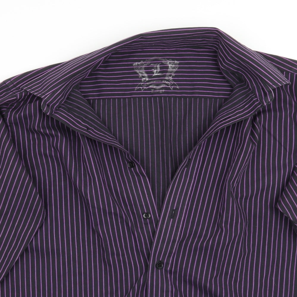Cedar Wood State Mens Purple Striped   Button-Up Size L