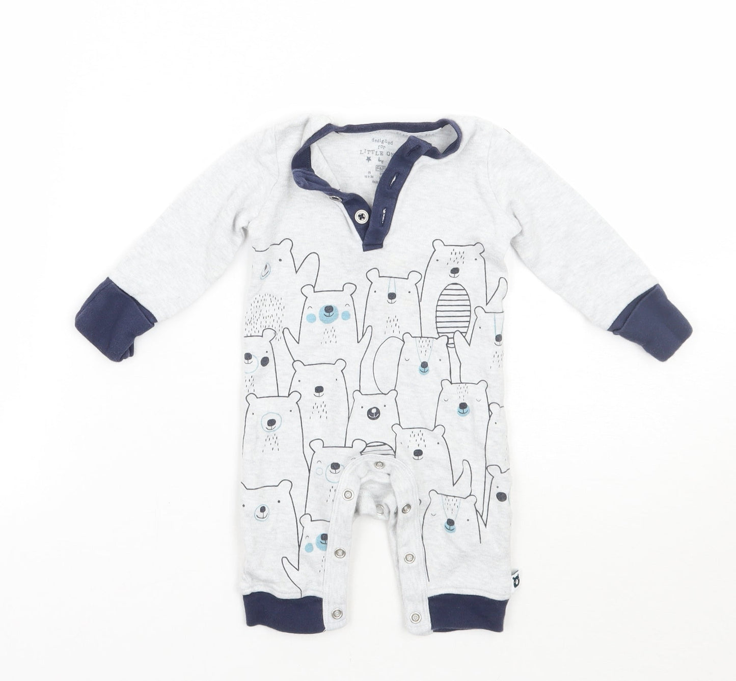F&F Baby Grey Geometric  Babygrow One-Piece Size 0-3 Months
