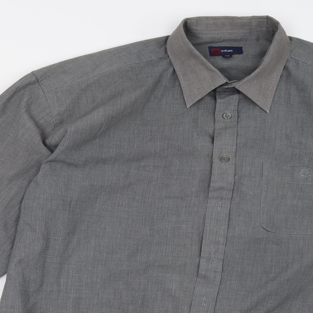 infuse Mens Grey    Button-Up Size XL