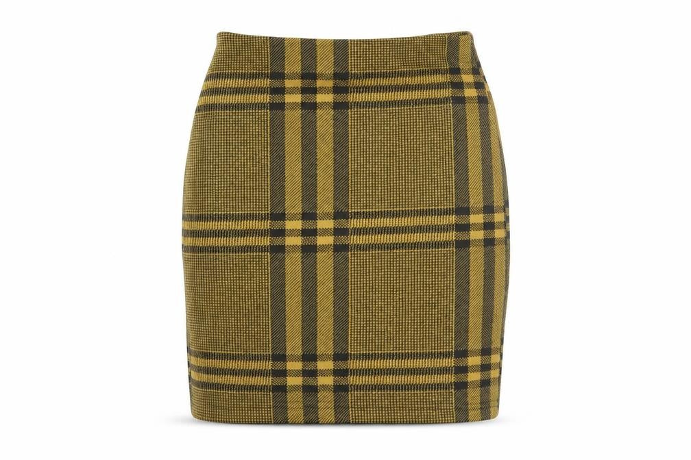New Look Womens Yellow Houndstooth  Maxi Skirt Size 8