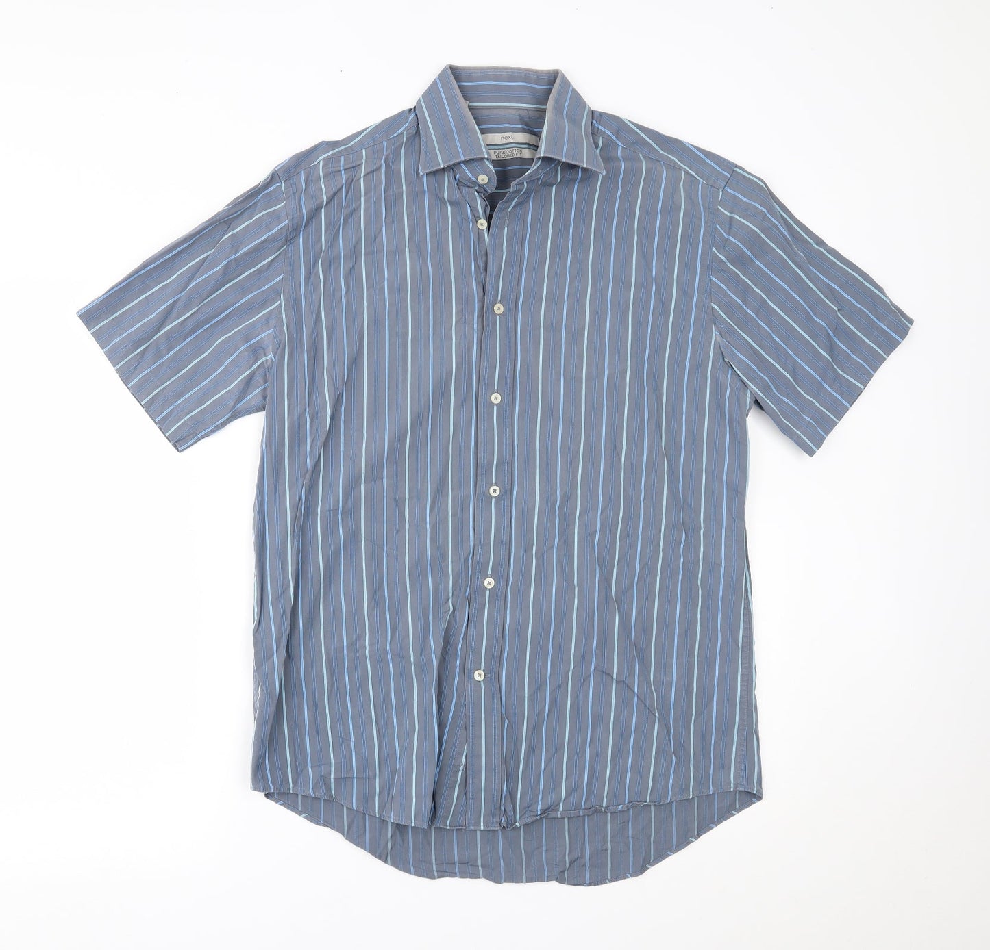 NEXT Mens Blue Striped   Button-Up Size 16