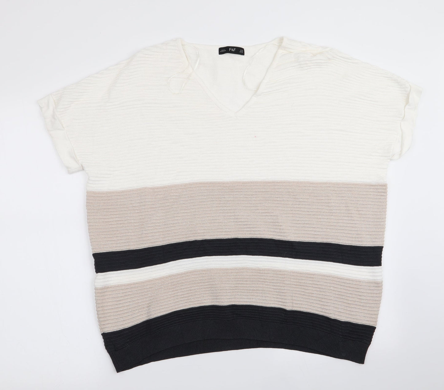 Florence and Fred Womens Ivory Striped  Pullover Jumper Size 18  - Subtle glitter effect