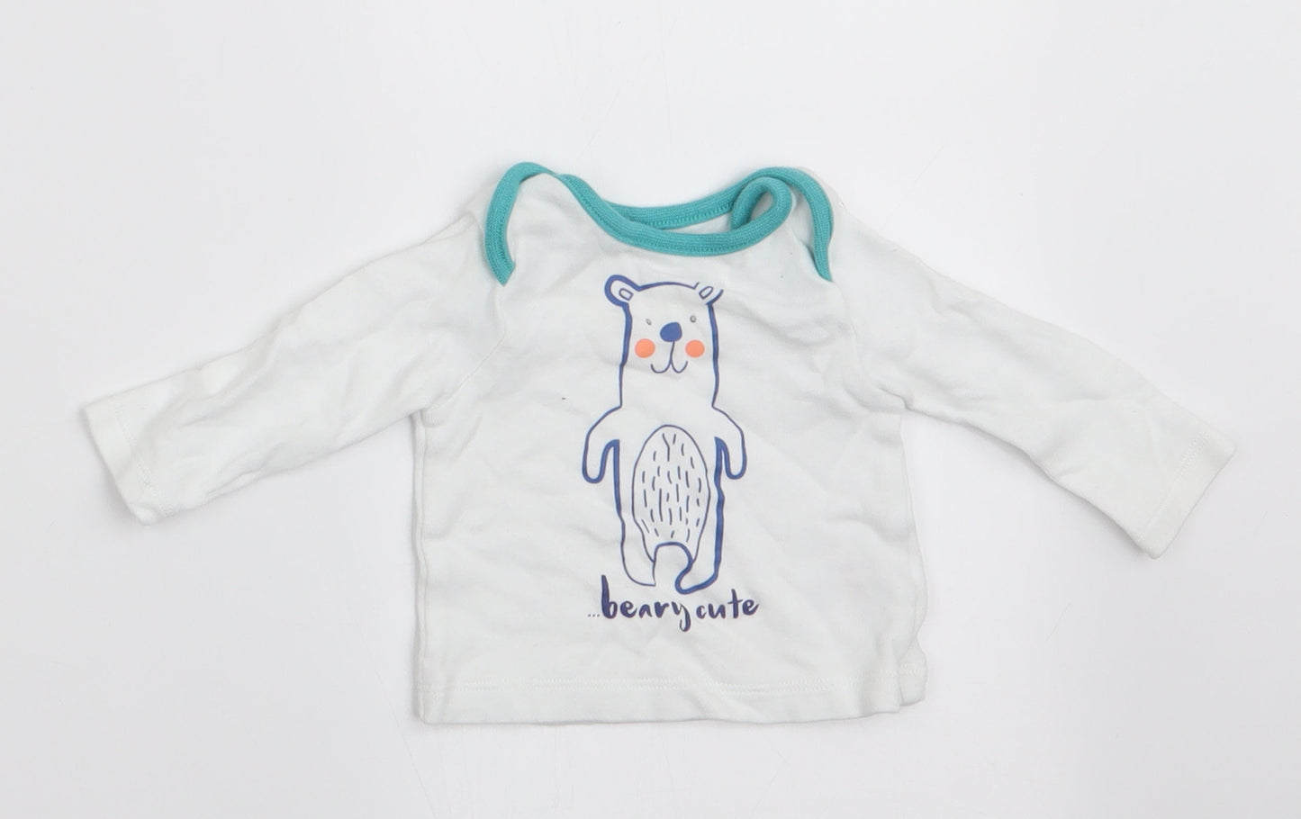 M&Co Boys White Animal Print  Basic T-Shirt Size Newborn