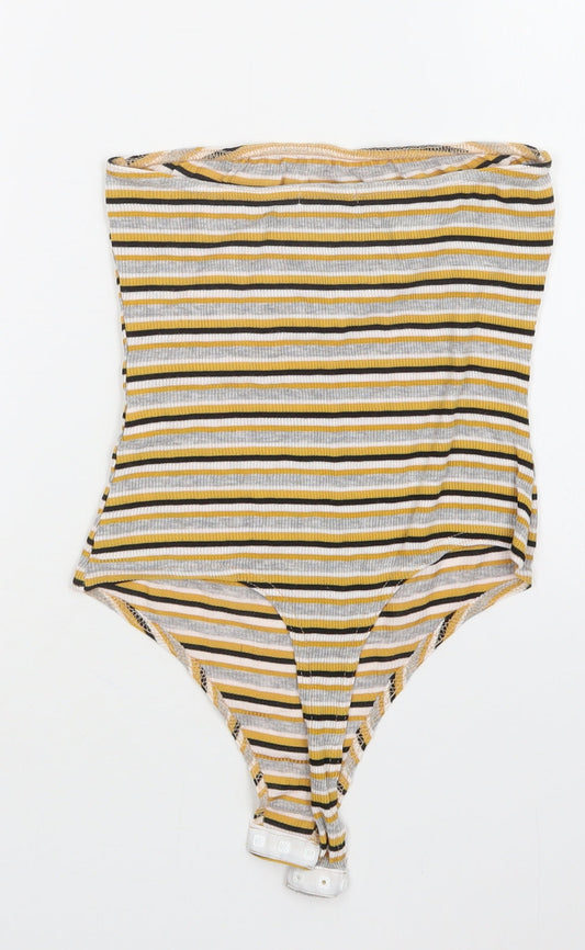 PRETTYLITTLETHING Womens Multicoloured Striped  Bodysuit One-Piece Size 8