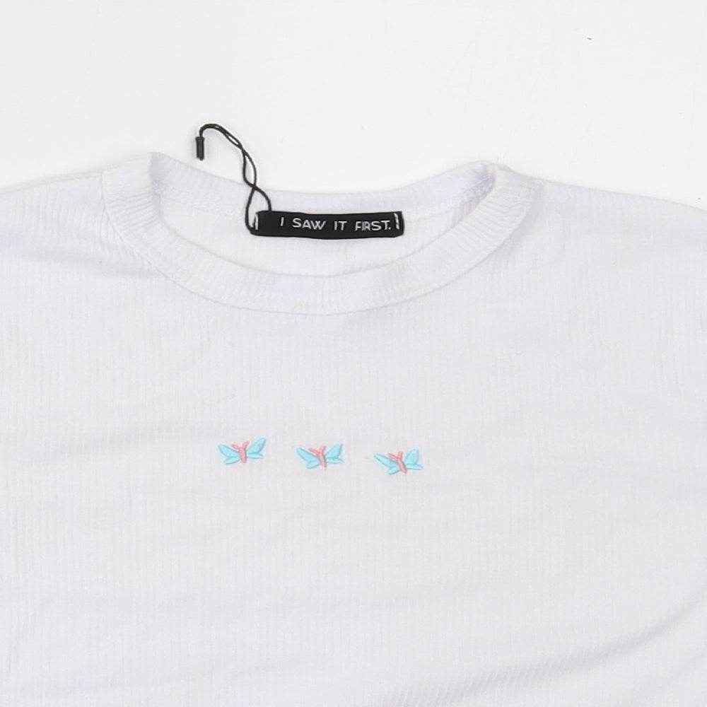 I SAW IT FIRST Womens White   Cropped T-Shirt Size 6