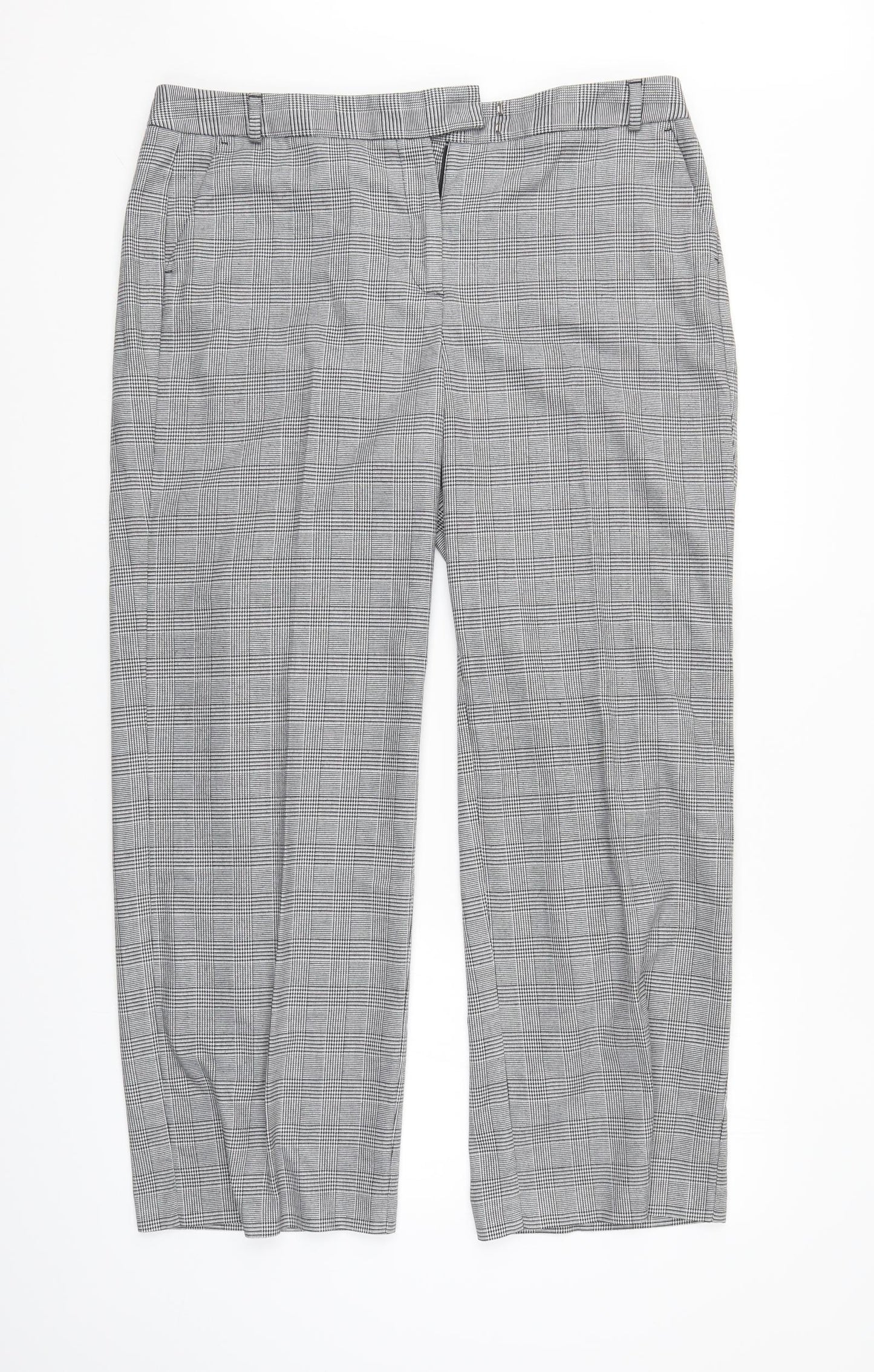 M&S Womens Grey Check  Trousers  Size 16 L29 in
