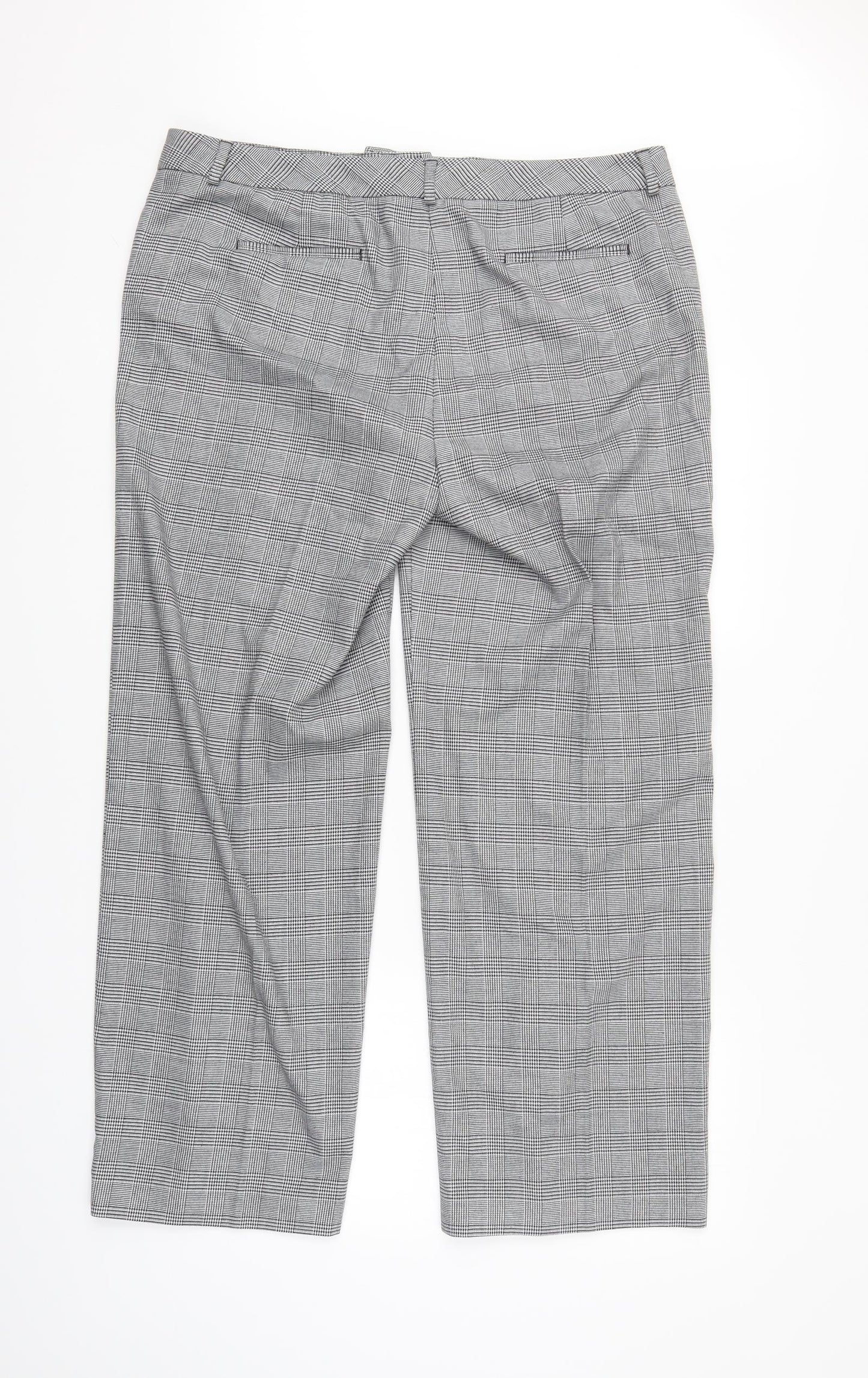 M&S Womens Grey Check  Trousers  Size 16 L29 in