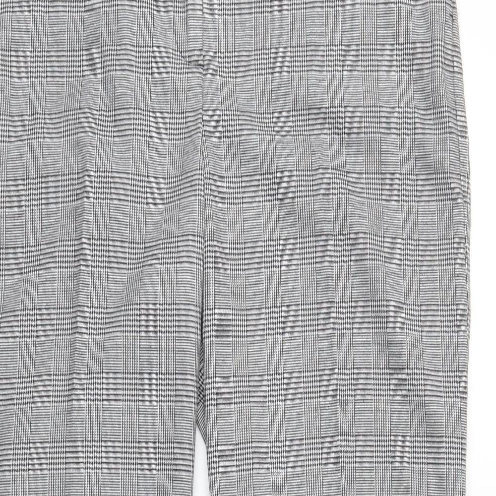 M&S Womens Grey Check  Trousers  Size 16 L29 in