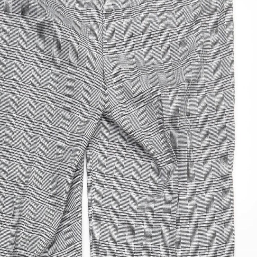 M&S Womens Grey Check  Trousers  Size 16 L29 in