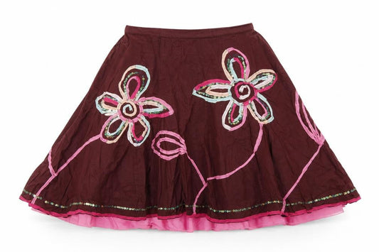 Marks and Spencer Girls Brown Floral  Pleated Skirt Size 6 Years