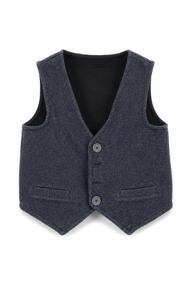 Front view of Next boys’ blue jacket, size 2-3, years - waistcoat