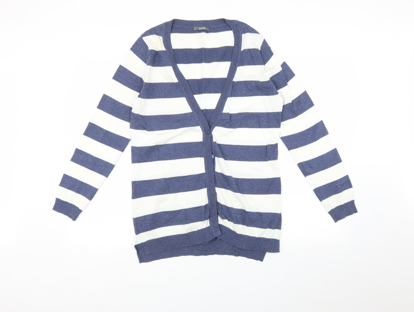 South Womens Blue Striped  Cardigan Jumper Size 12
