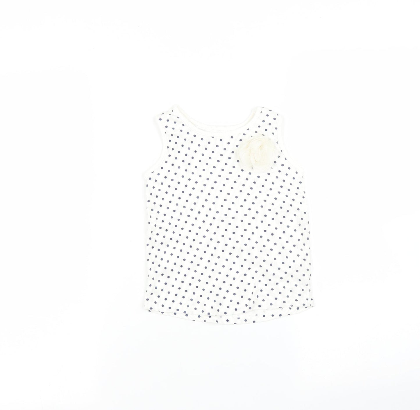 Matalan Girls White Spotted  Basic T-Shirt Size 3-4 Years
