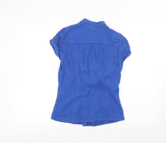 H&M Womens Blue Polka Dot  Basic Button-Up Size 6