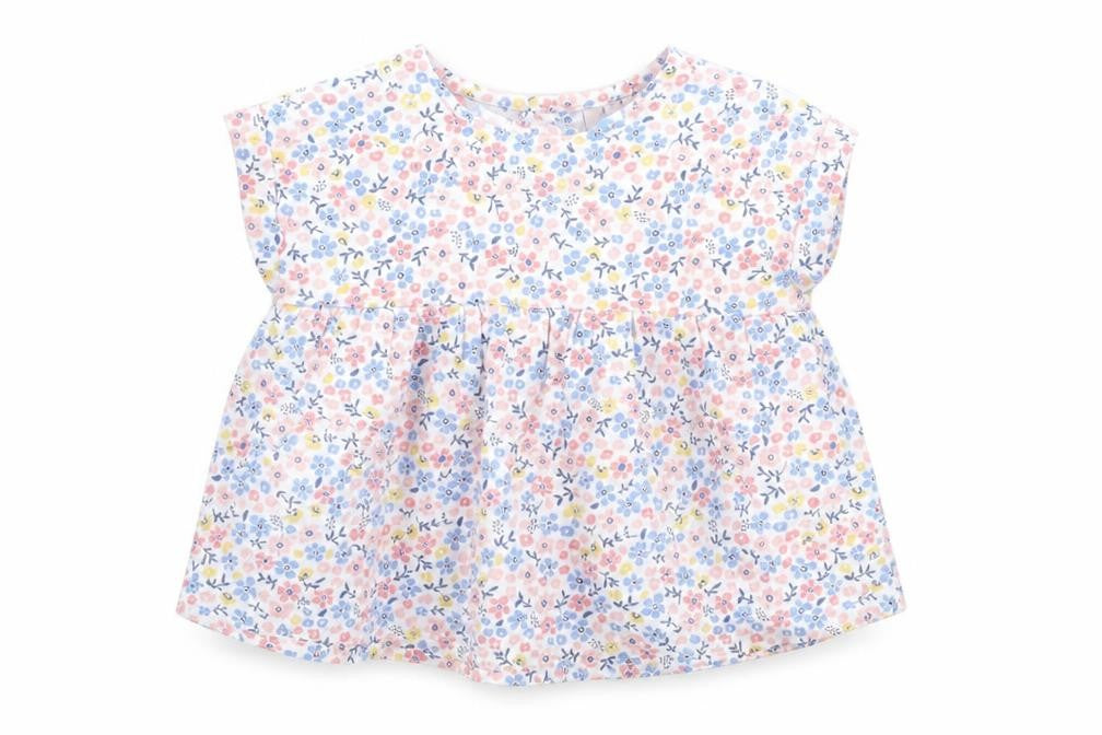 TEX Baby White Floral  Basic T-Shirt Size 9-12 Months