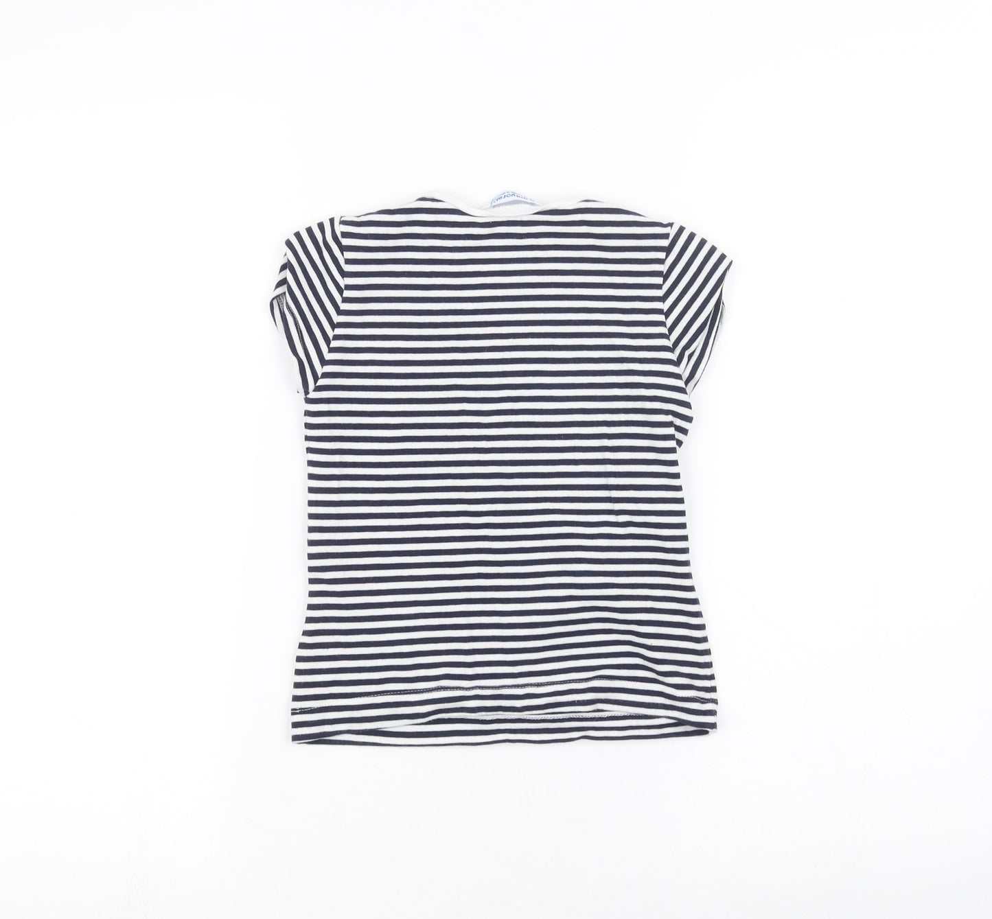 Mayoral Girls White Striped  Basic T-Shirt Size 6 Years