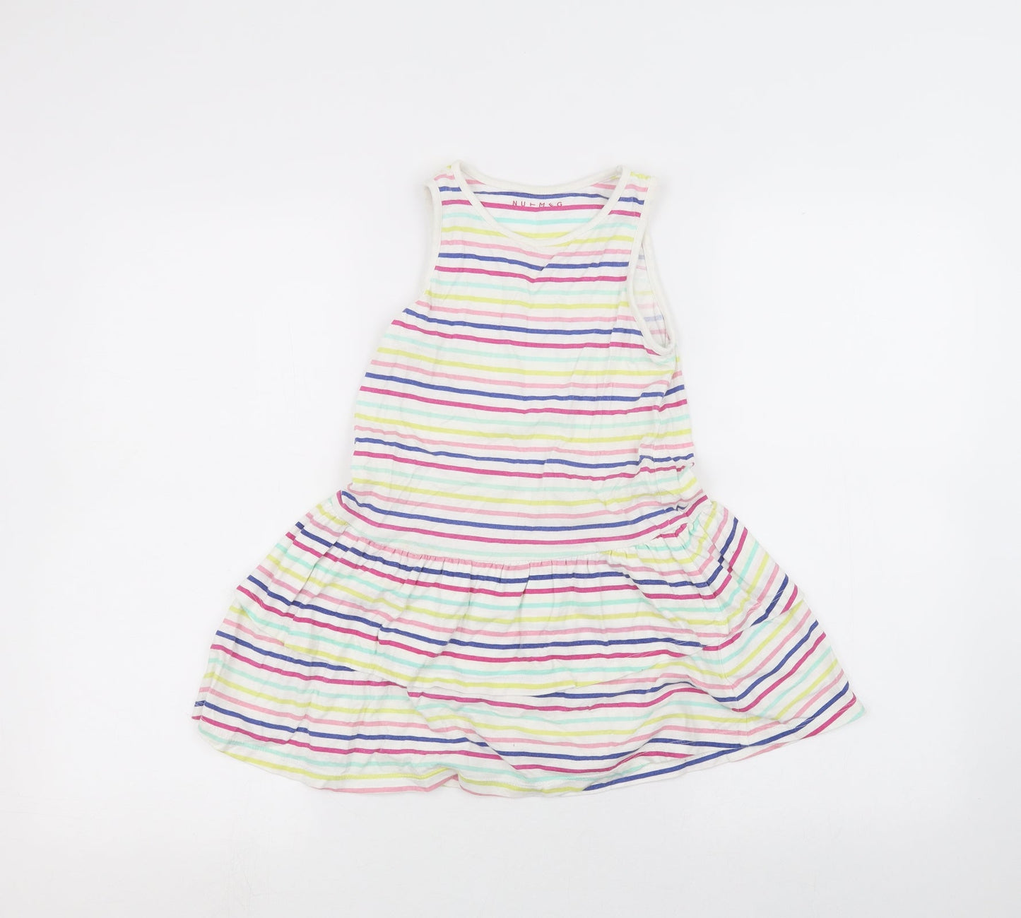 Nutmeg Girls White Striped  A-Line  Size 5-6 Years