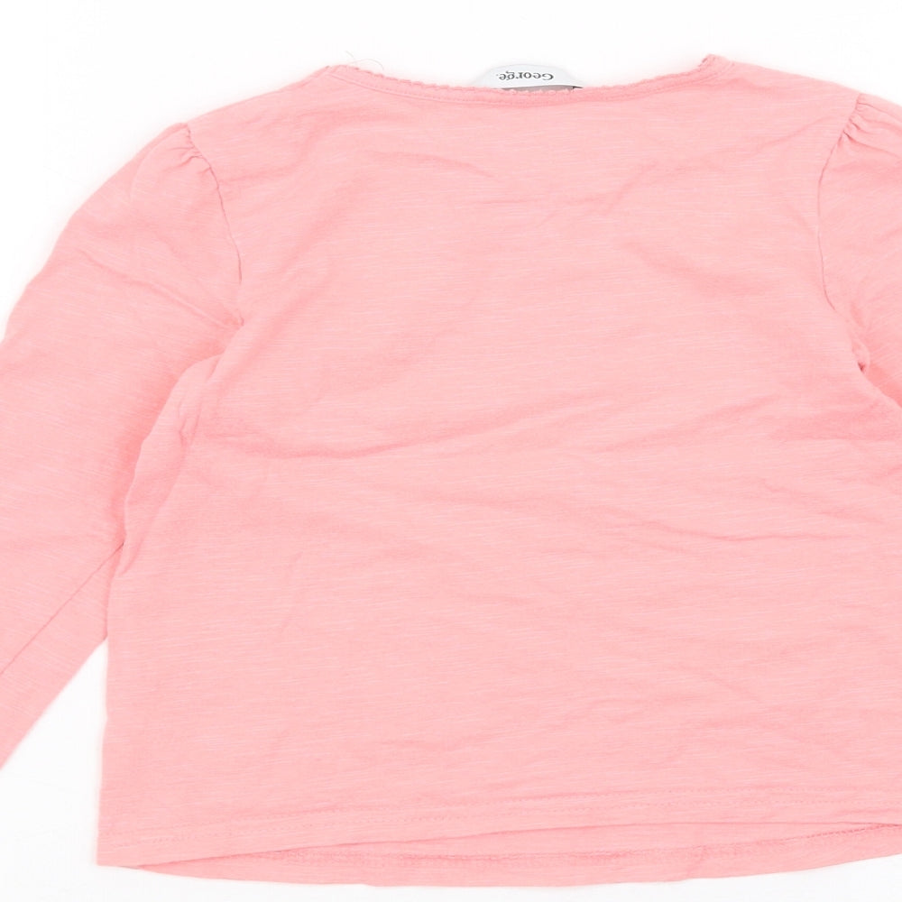 George Girls Pink   Basic T-Shirt Size 3-4 Years