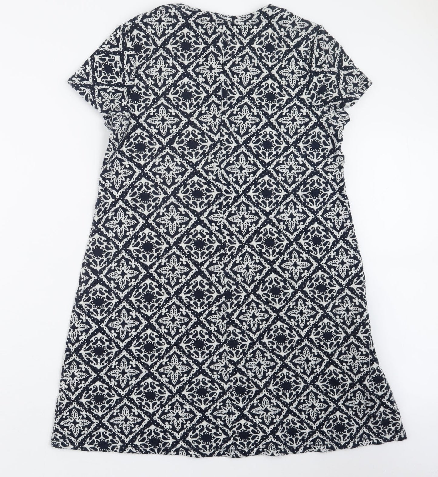 Marks and Spencer Womens Blue Geometric Knit Pullover Jumper Size 14