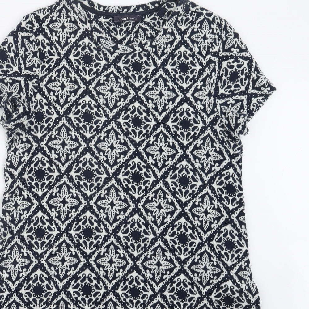 Marks and Spencer Womens Blue Geometric Knit Pullover Jumper Size 14