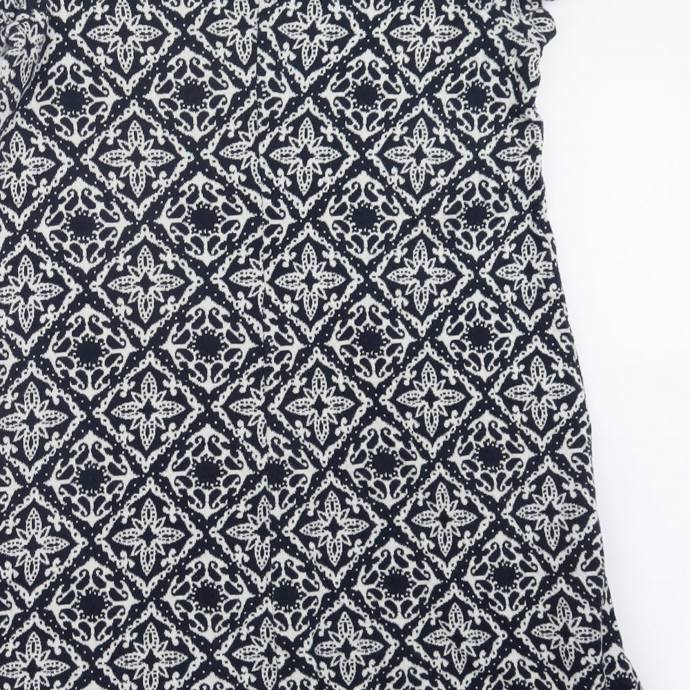 Marks and Spencer Womens Blue Geometric Knit Pullover Jumper Size 14