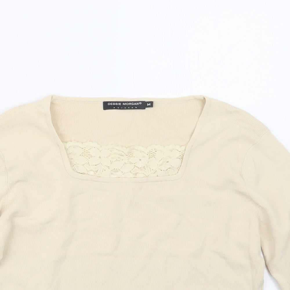 Debbie Morgan Womens Ivory  Knit Pullover Jumper Size M