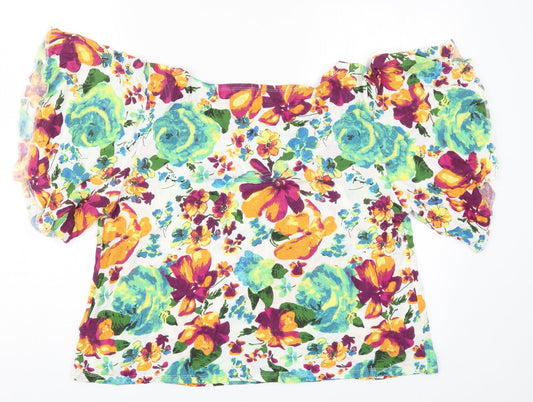 South Womens Multicoloured Floral  Basic T-Shirt Size 18