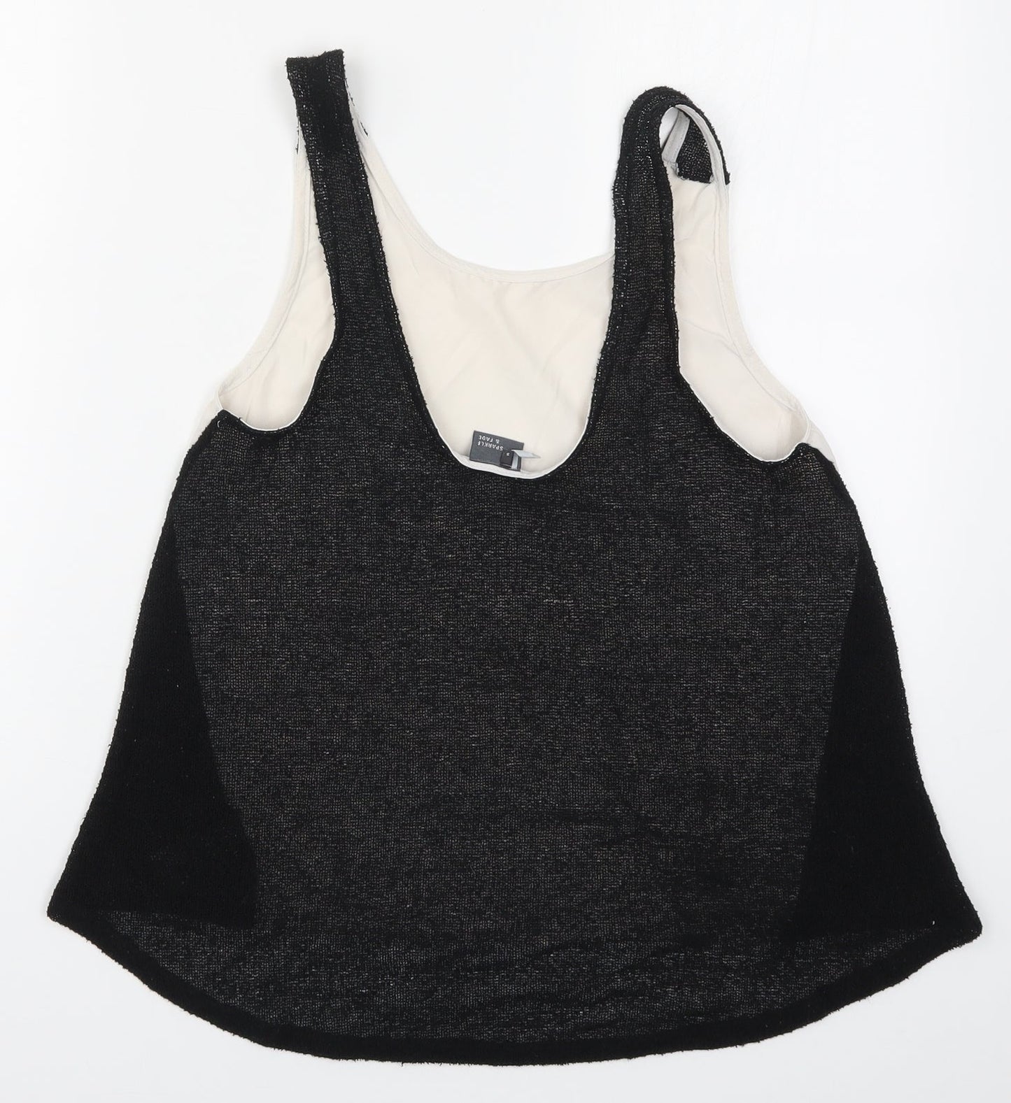 Sparkle & Fade Womens Black   Basic Tank Size S  - Black and White