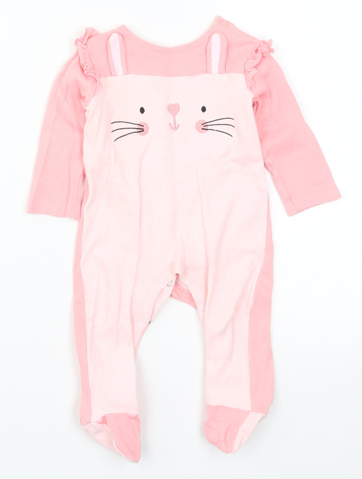 Pep&Co Girls Pink Solid  Cami One Piece Size 6-9 Months  - Rabbit