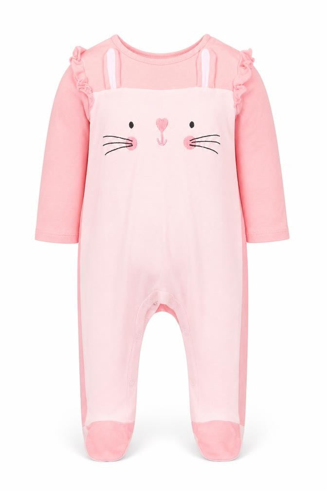 Front view of Pep&Co girls’ pink solid cami one piece, size 6-9, months - rabbit