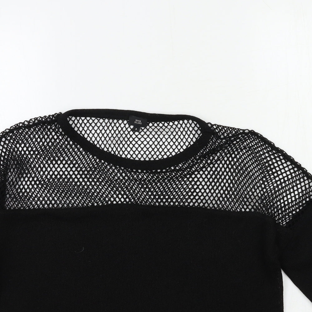 River Island Womens Black  Knit Pullover Jumper Size 8
