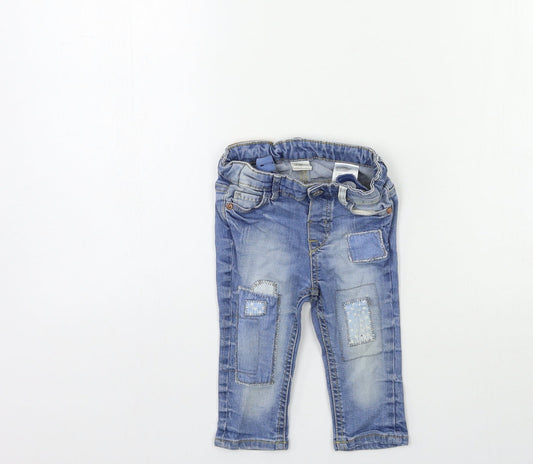 H&M Baby Blue  Denim Cargo Jeans Size 6-9 Months