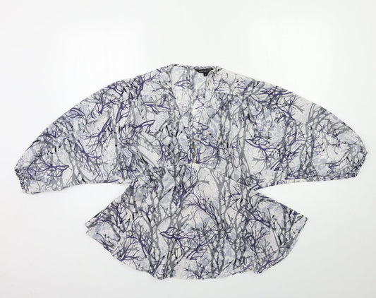 Marks and Spencer Womens Blue Floral  Basic Blouse Size 8