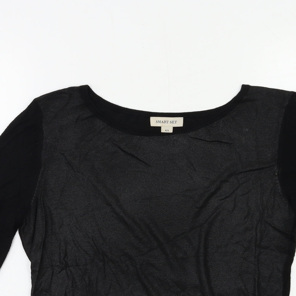 Smart Set Womens Black  Knit Pullover Jumper Size S