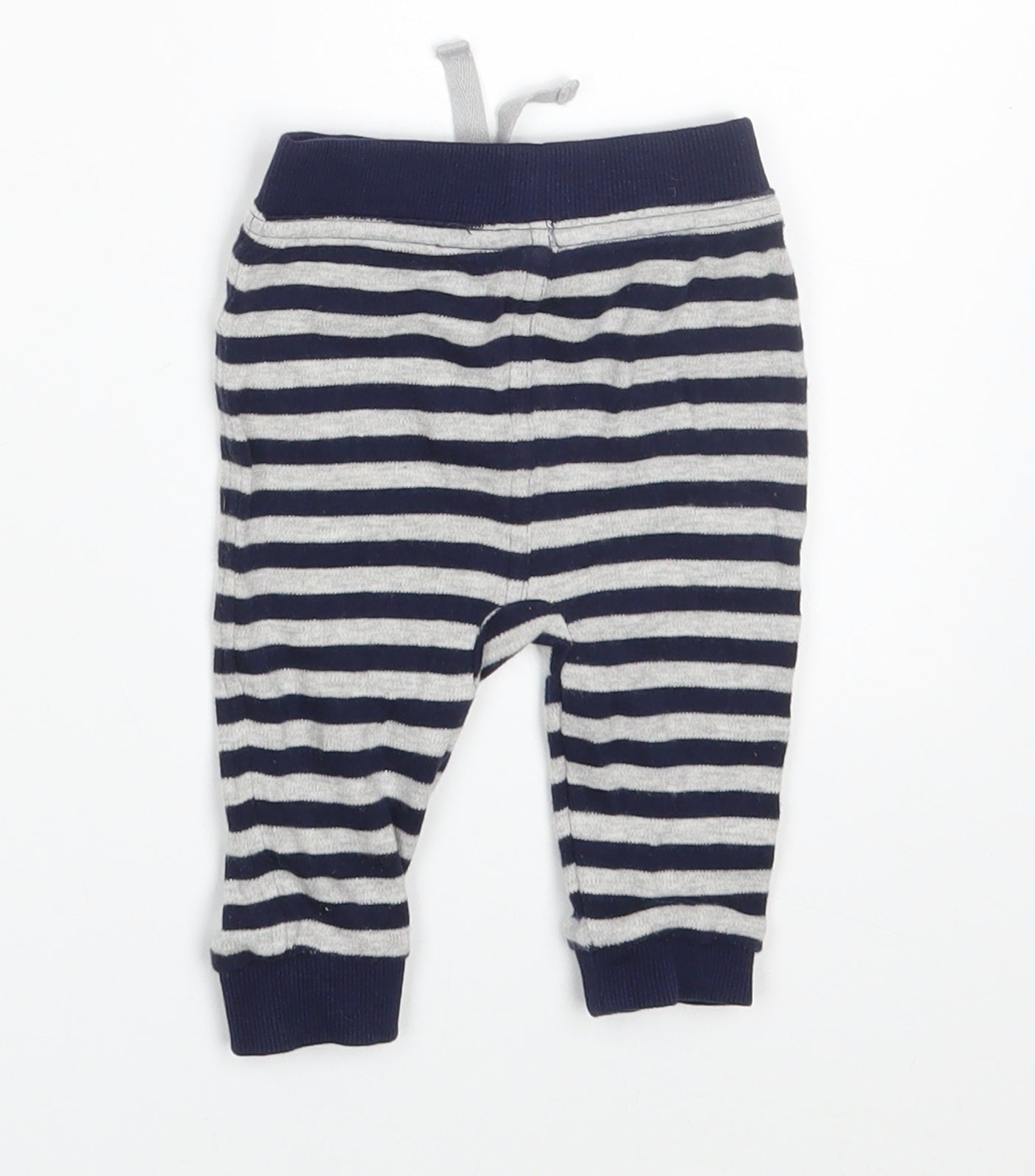 George Boys Blue Striped  Jogger Trousers Size 3-6 Months  - Waist 14in; Inside  leg 6in