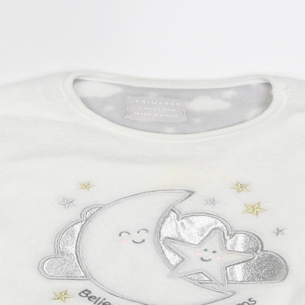Primark Girls White   Pullover Jumper Size 5-6 Years