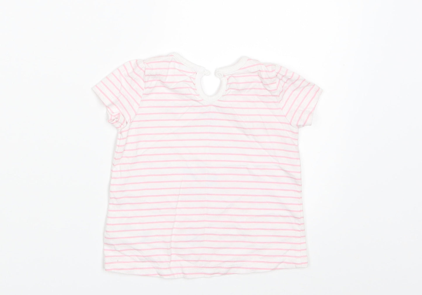 F&F Girls Pink Striped  Basic T-Shirt Size 3-6 Months