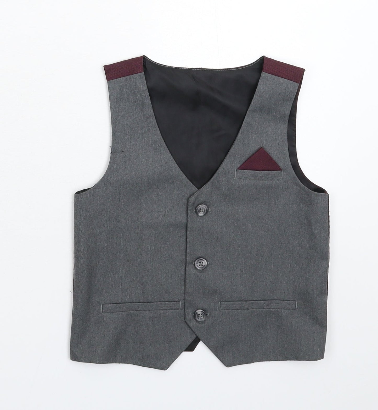 Preworn Boys Grey   Jacket Waistcoat Size 3-4 Years