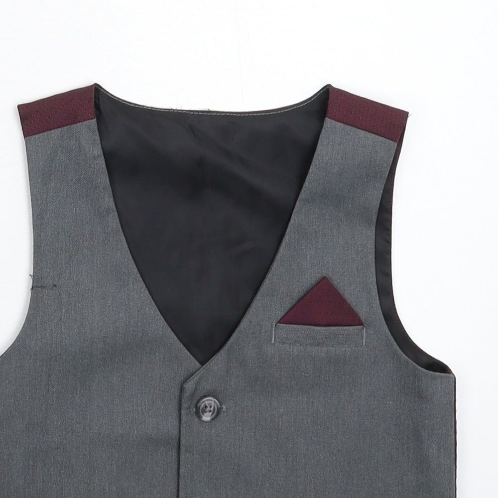 Preworn Boys Grey   Jacket Waistcoat Size 3-4 Years