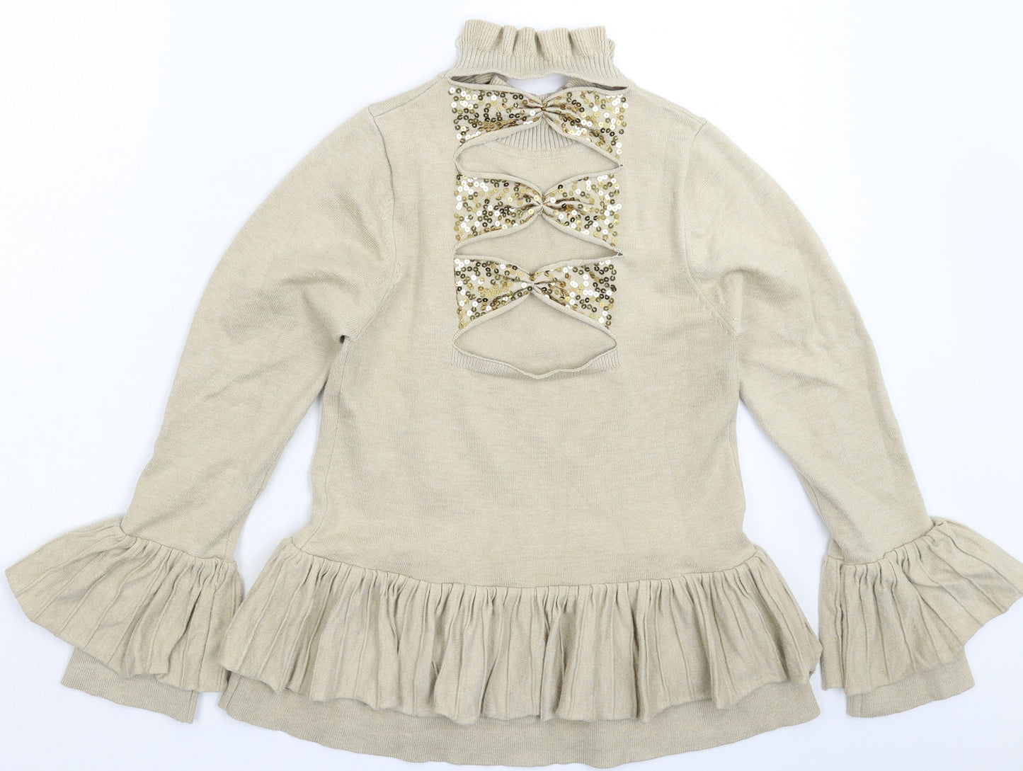 Preworn Womens Beige  Knit Pullover Jumper Size S