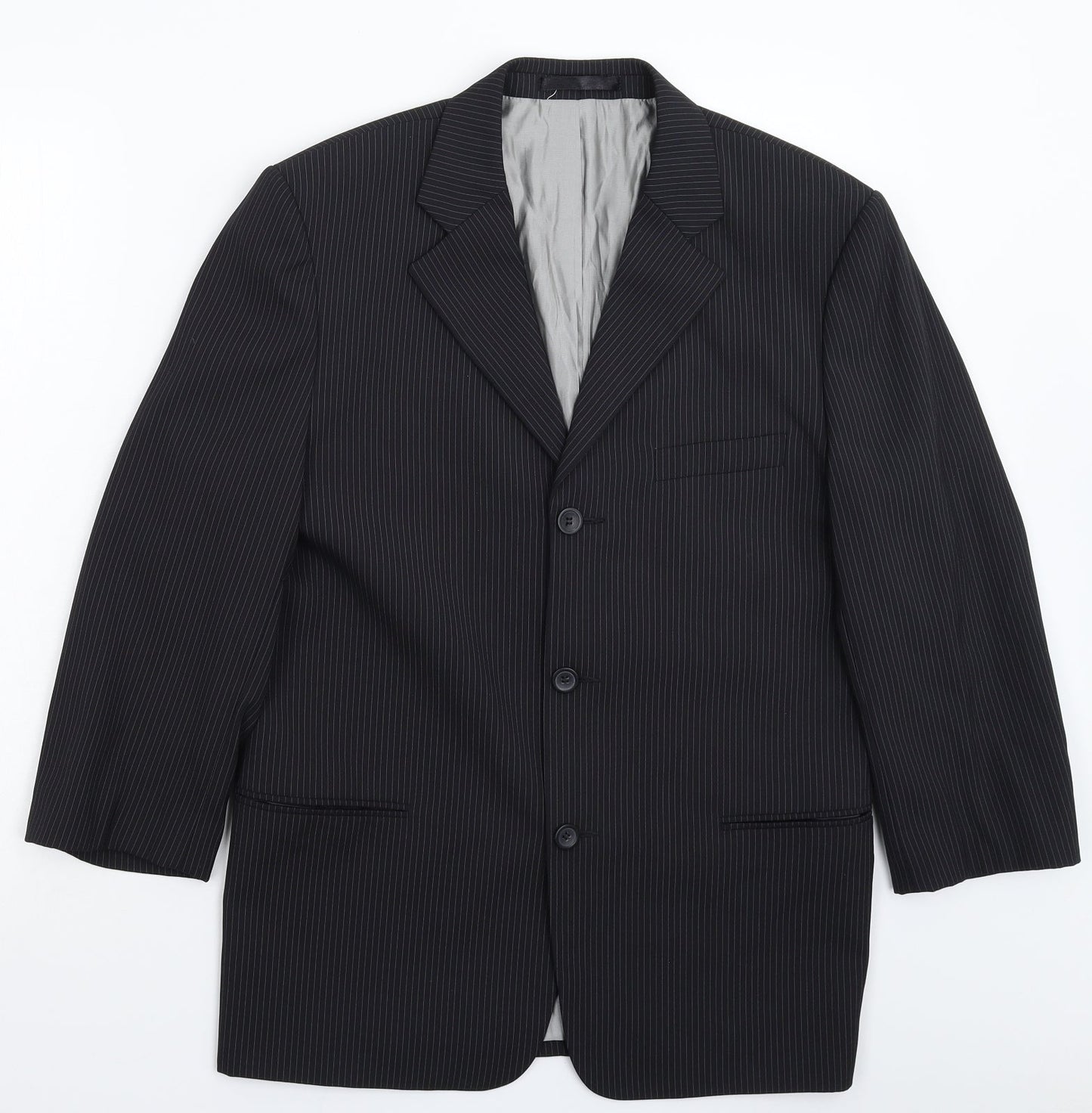 Device Womens Black Striped  Jacket Suit Jacket Size 16