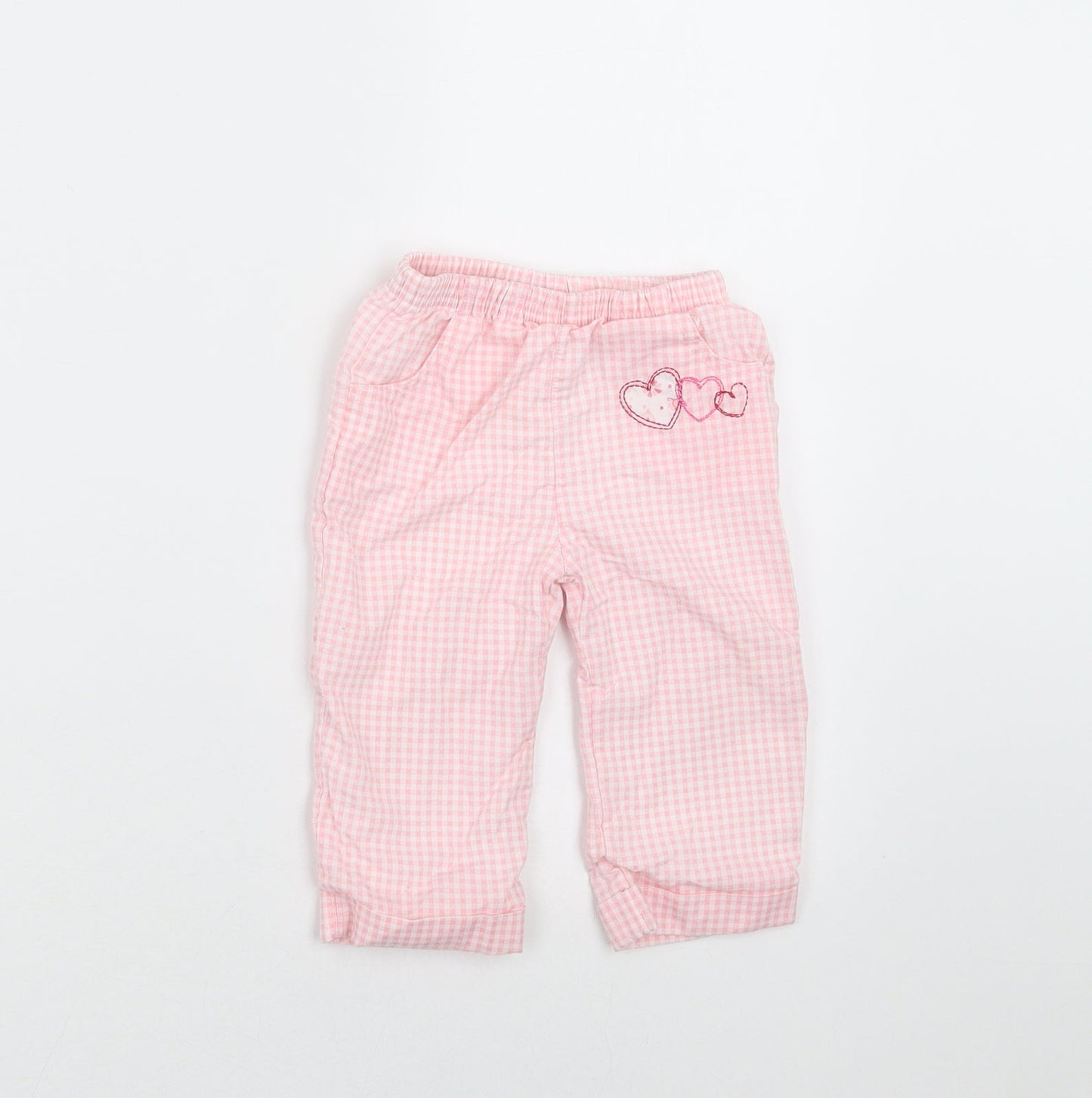 baby bruin Girls Pink Check   Trousers Size 6-9 Months