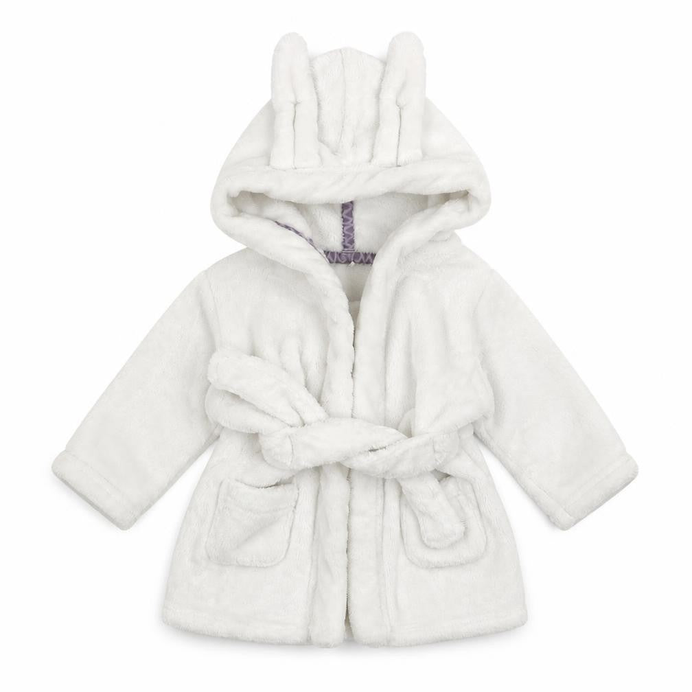 Front view of Billie Baby White Solid Robe, size 3-6, Months