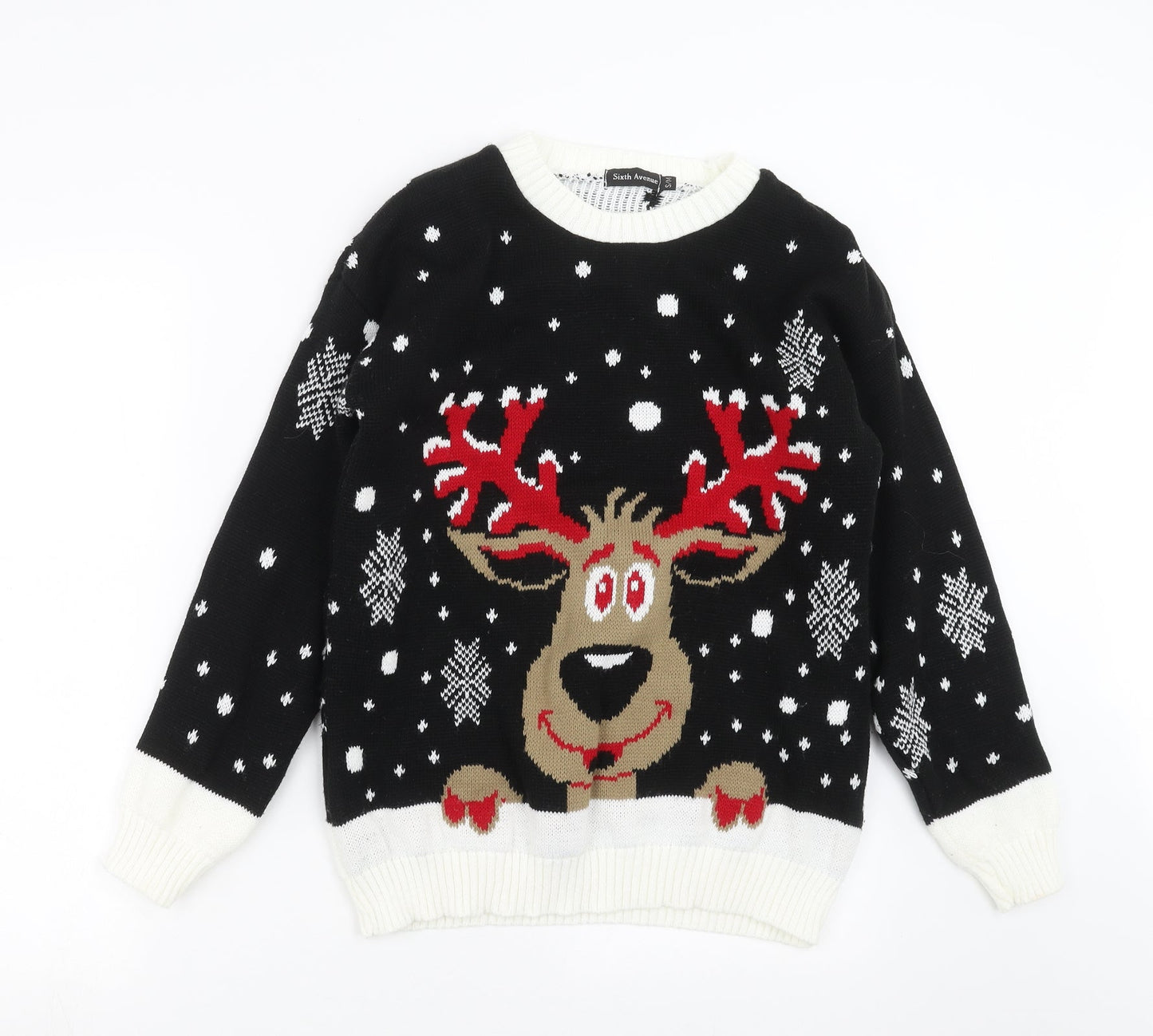 Sixth Avenue Womens Black  Knit Pullover Jumper Size S  - christmas