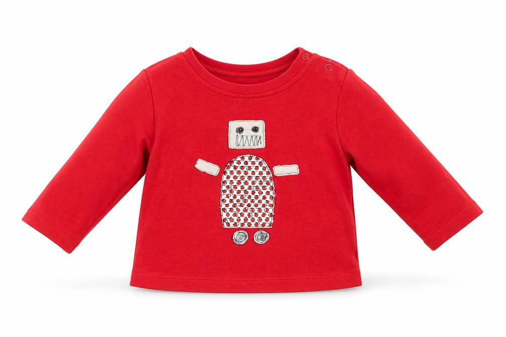 Front view of BabyBugz girls’ red jumper, size 3-6, months