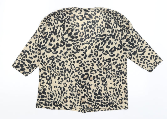 New Look Womens Orange Animal Print  Basic Button-Up Size S